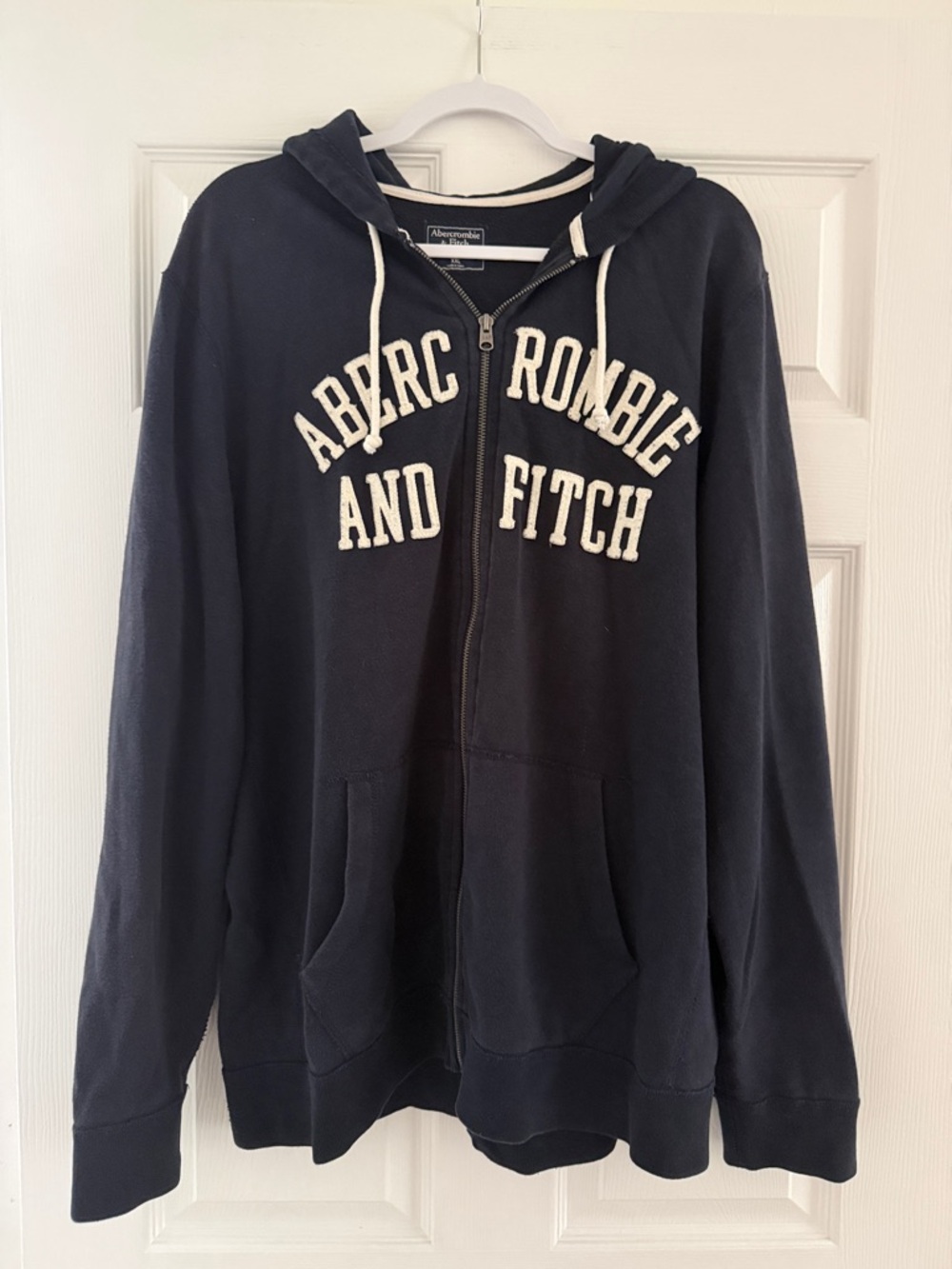 Abercrombie & Fitch Navy Hoodie with White Logo